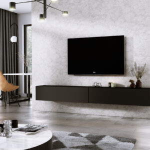 Furniture Square - Meuble TV DIAMOND - Zwart Mat - 240cm (2x120cm