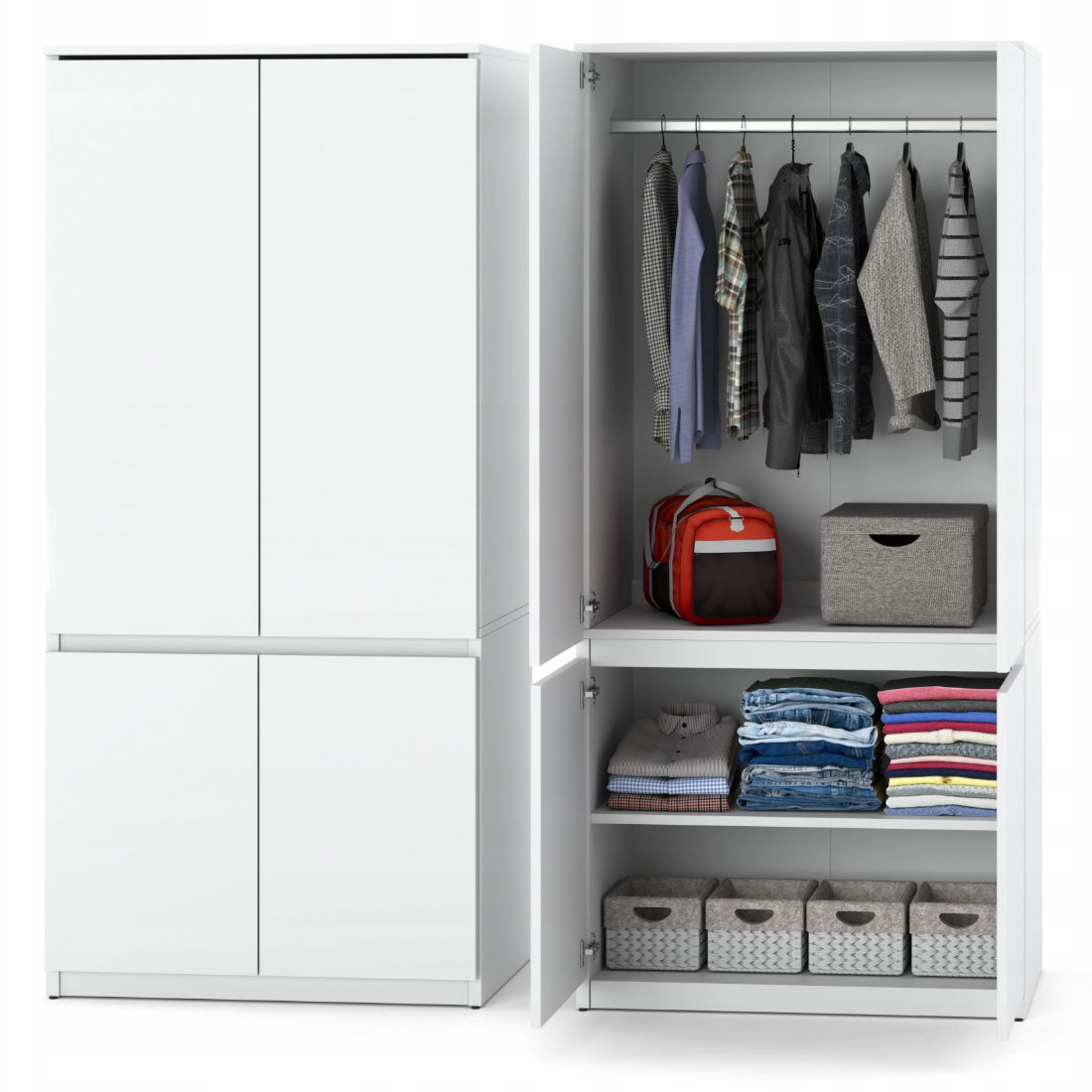 Kledingkast Opstalo 80cm - (kies een kleur) - Afbeelding 3