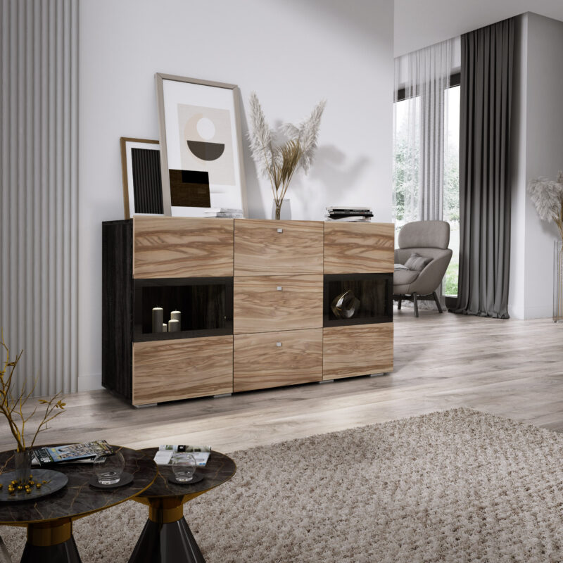 Dressoir Belix 132cm - met LED-verlichting - (kies een kleur)