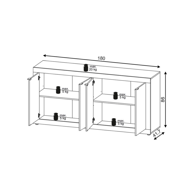 Dressoir Ferro 180cm - Old Wood