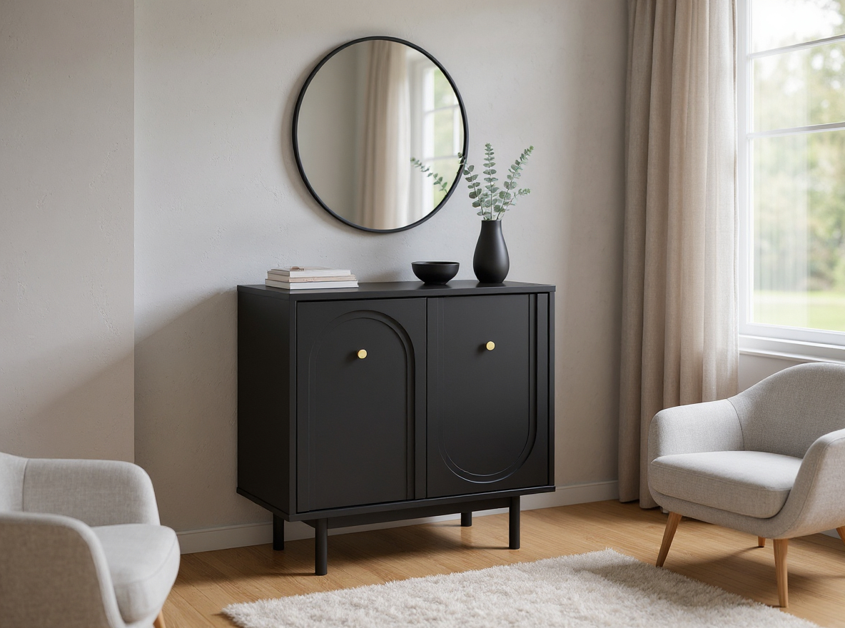 Dressoir Berguno 79cm – Mat Zwart - Afbeelding 2