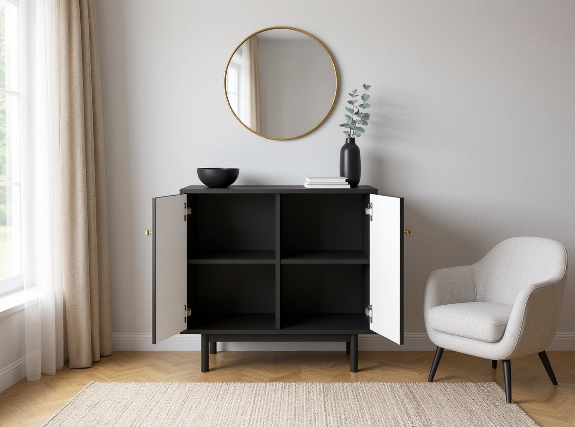 Dressoir Berguno 79cm – Mat Zwart - Afbeelding 3