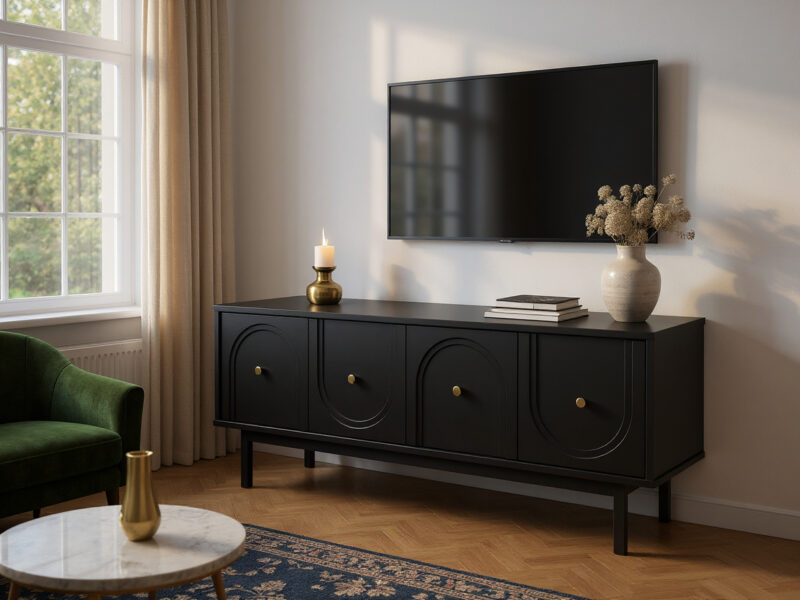 TV-meubel Berguno 154cm – Mat Zwart