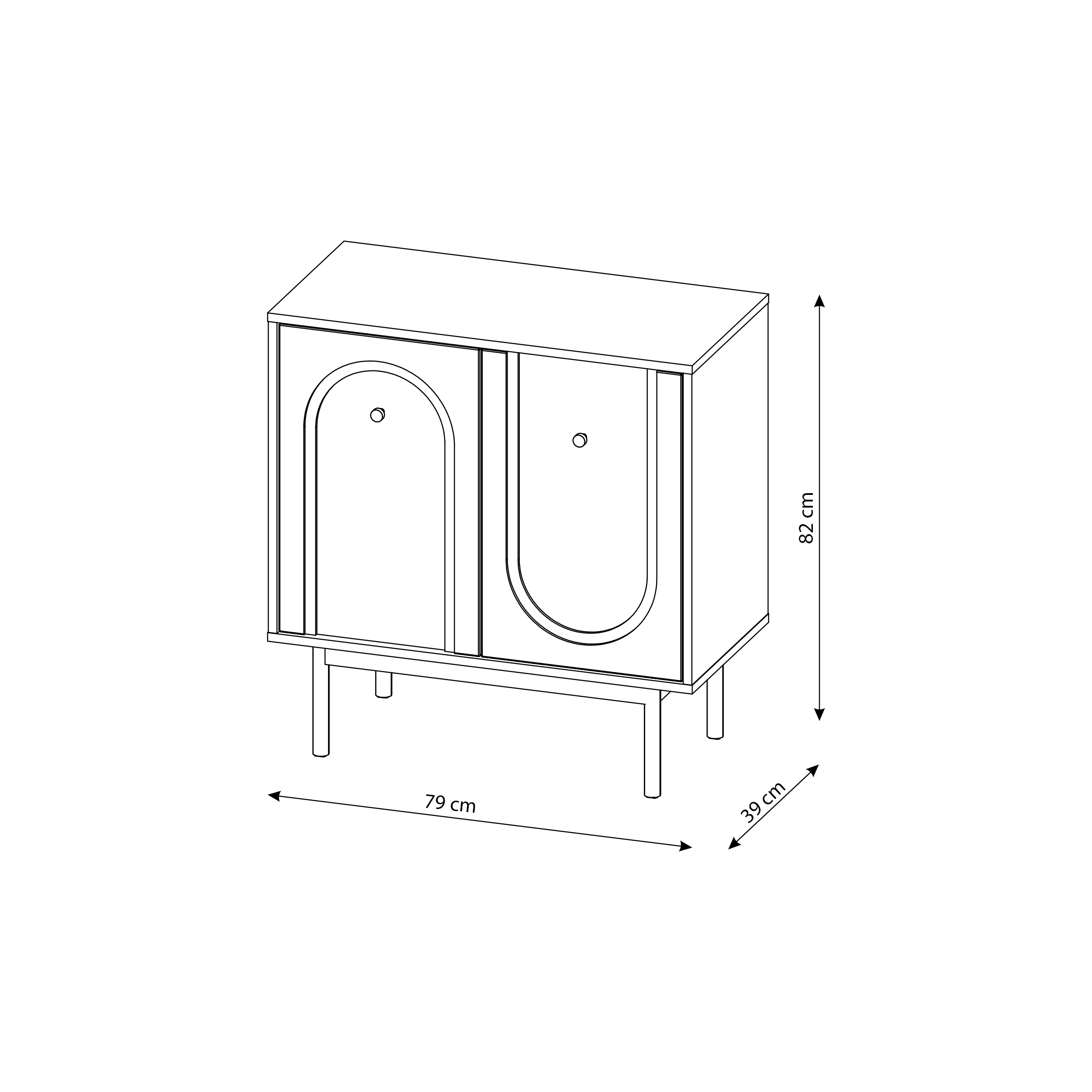 Dressoir Berguno 79cm – Mat Zwart - Afbeelding 6