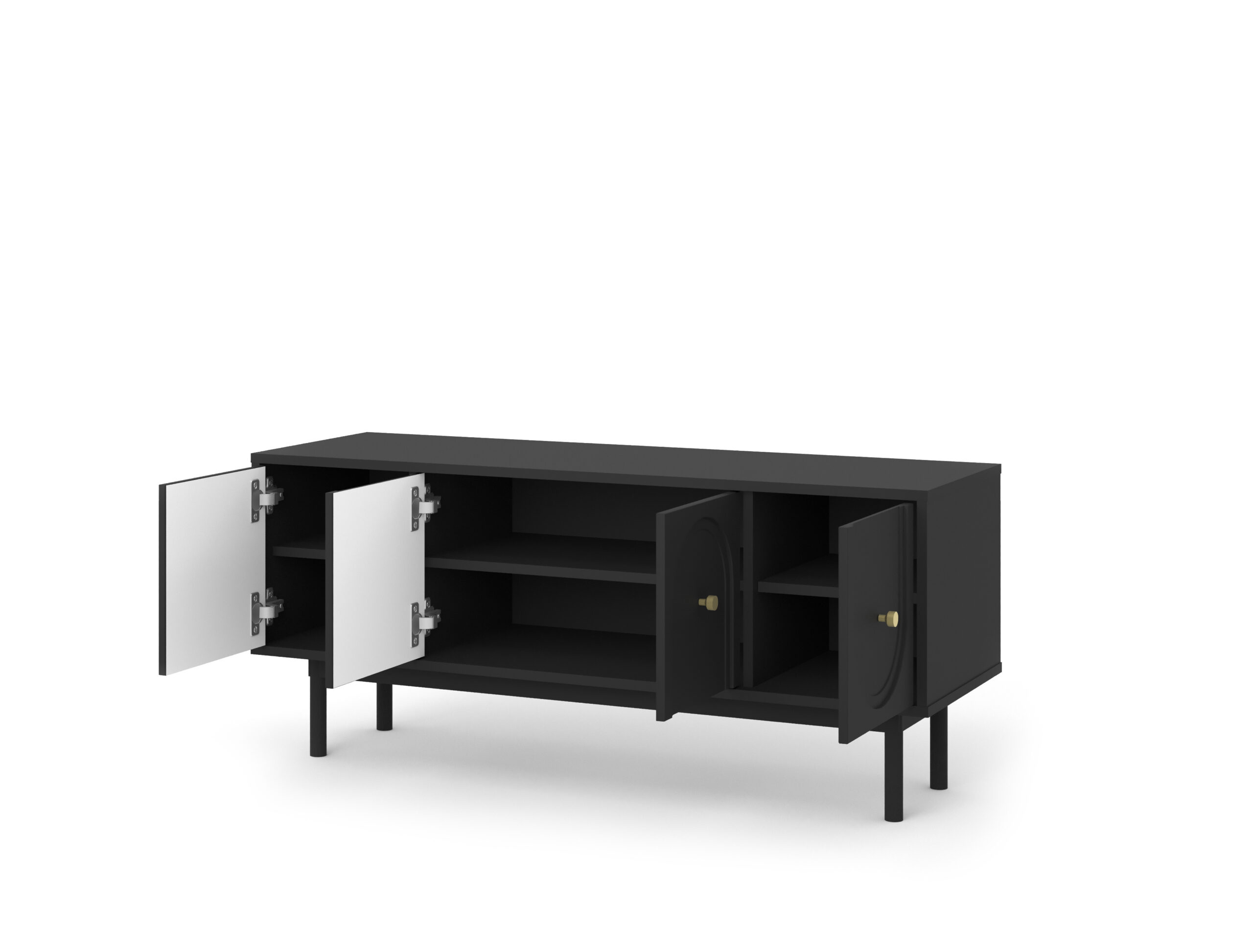 TV-meubel Berguno 154cm – Mat Zwart - Afbeelding 5