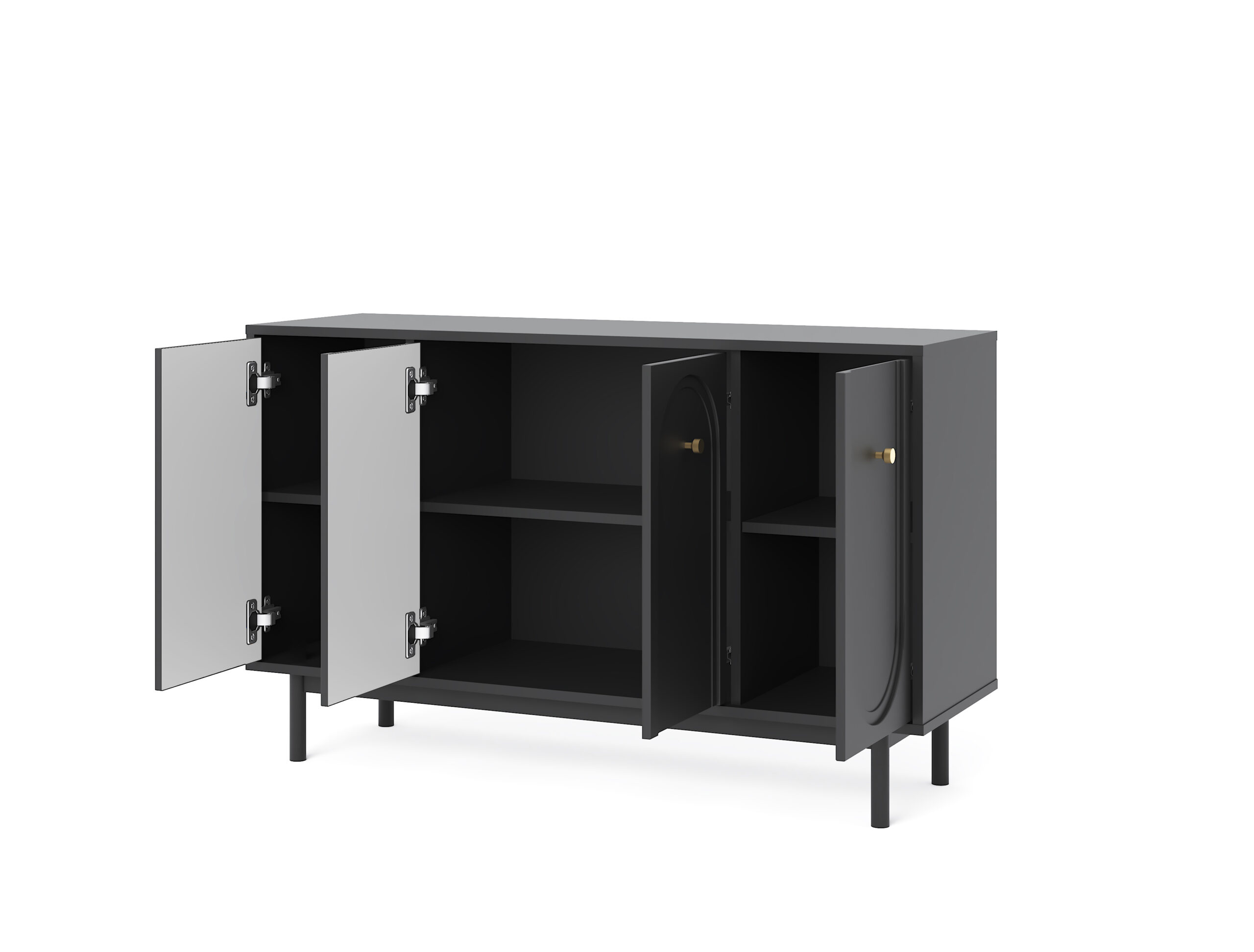 Dressoir Berguno 154cm – Mat Zwart - Afbeelding 6