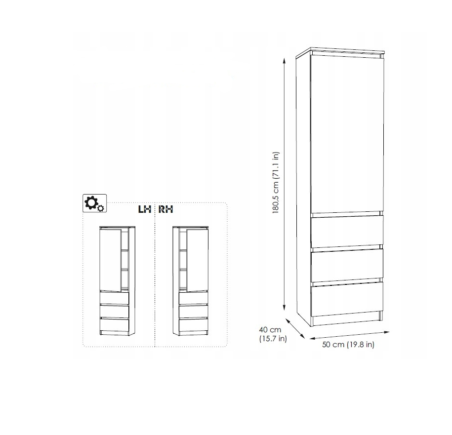 Kledingkast Bergo 50cm – (kies een kleur) - Afbeelding 6
